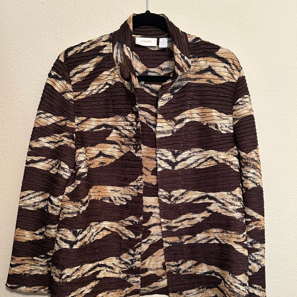 Chico's Zebra Pattern Blazer in Brown and Cream - Picture 1 of 1
